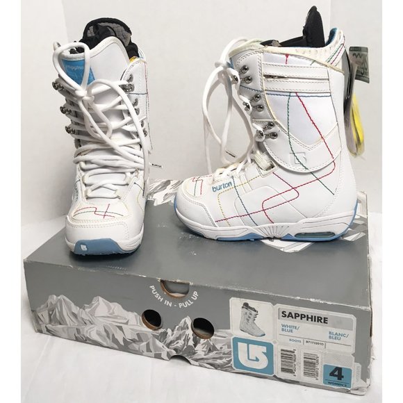 NEW Burton Sapphire Snowboard Boots!  Size 4 Euro 34  White Traditional Lace - Picture 2 of 2
